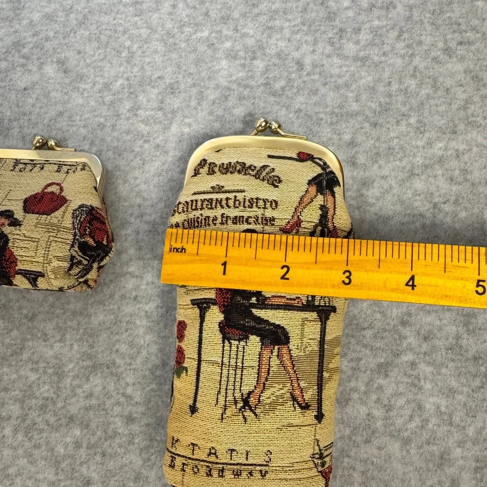 Tapestry Glass Pouch and Coin Purse Set With Elegant French Scene